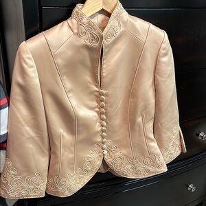 JS Collections Peach Embroidered Jacket